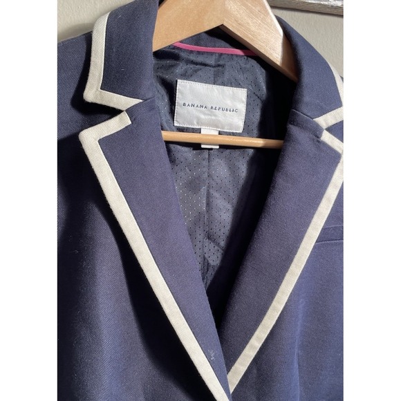 womens banana republic blazer SIZE 8 navy white - Picture 2 of 9
